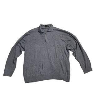 Barisal Cashmere Silk Knit Long Sleeve Polo Men 2XL Size 56 Made Italy Blue Gray